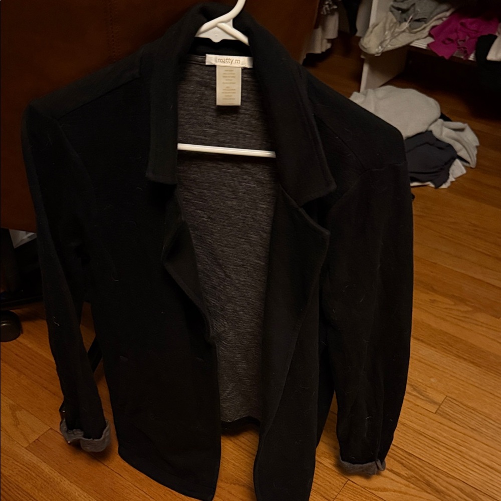 Matty M Black Open-Front Knit Blazer